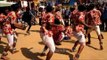 Artists performing a unique dance form at Surajkund Mela.