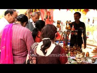 Wooden keyrings stall at Surajkund Mela
