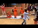 Visitors dancing to Indian music at Surajkund International Crafts Mela