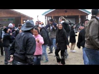 Crowds dancing happily at the Nagaland Hornbill festival!