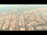 Clustered blocks of house from an aerial point of view in Aonla City, UP