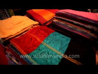 Indian sari and shawl for sale in Dilli haat