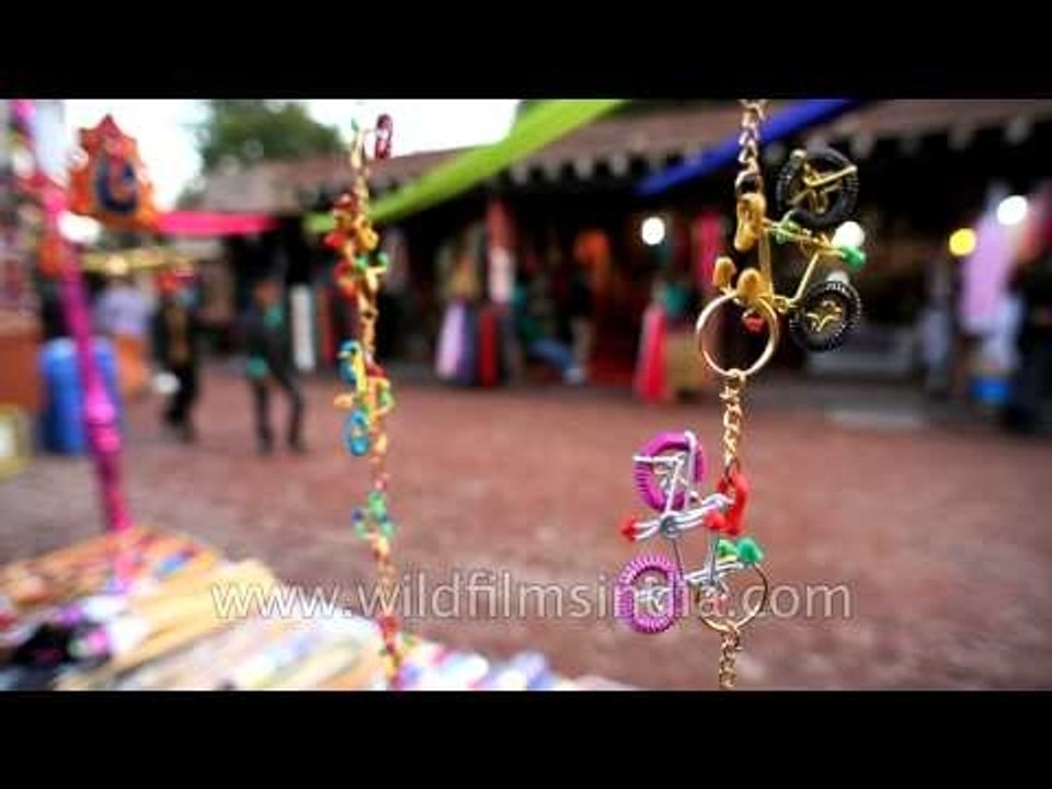 Variety of key chains for sale at Dilli haat