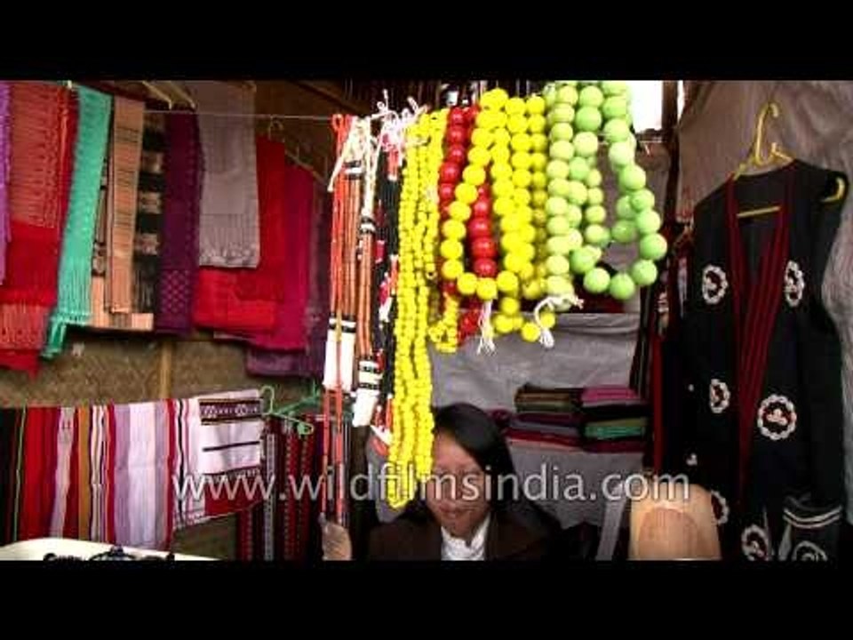 Sarongs and accessories stall at Hornbill Festival, Kohima