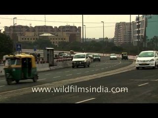 Traffic at a flyover in Nizamuddin West, Delhi