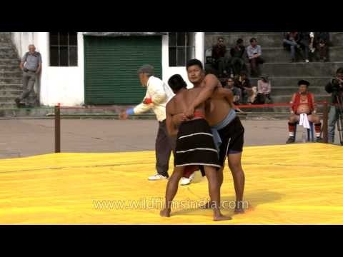 Indigenous Naga wrestling match in the Kohima, India