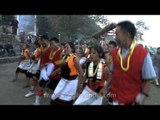 Angami folk dance by young men and women, Nagaland