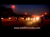 Tight security at night near Rashtrapati Bhavan, Delhi