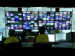 Broadcast Centre with wall of broadcast monitors