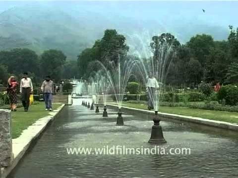 Mughal gardens and fountains in Srinagar, Kashmir, India