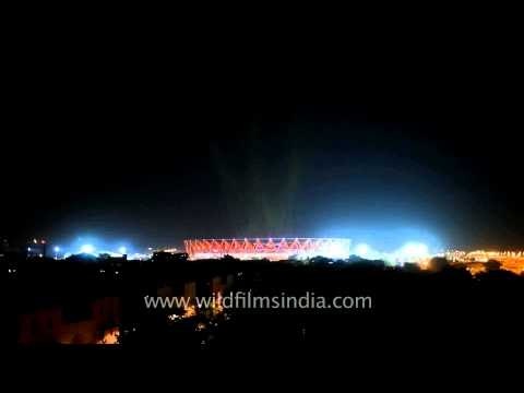 Lightwork at Jawaharlal Nehru Stadium at night, Delhi