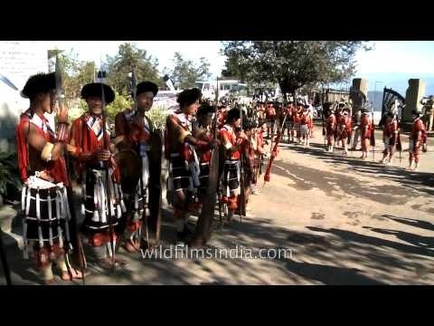 Dressed in Naga attires, waiting for chief guest to arrive at Nagaland Hornbill festival