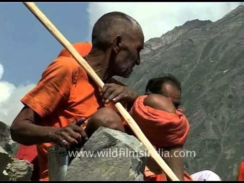 Holy pilgrimage of Hindu Amarnath Yatra at Pissu Top, J&K