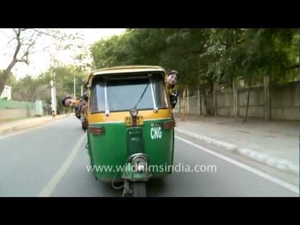 A tuk-tuk or auto rickshaw on the streets of Delhi, India