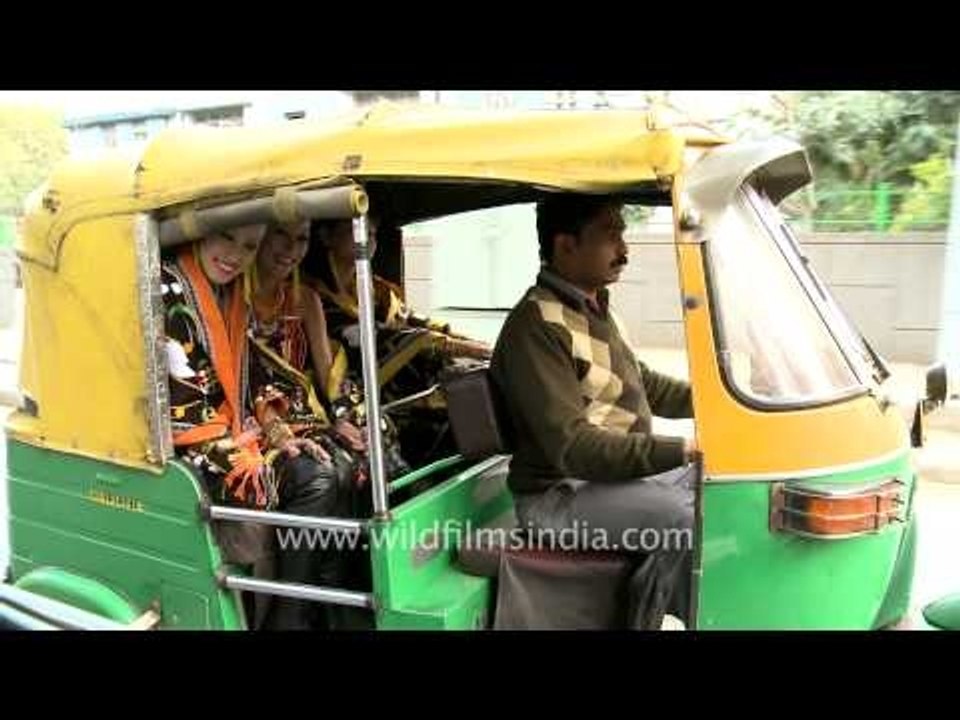 Riding in an auto rickshaw in India