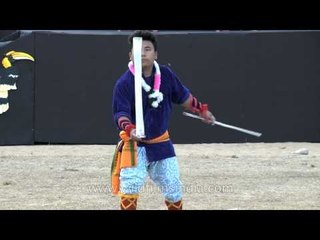 Manipuri stick juggler at Hornbill festival in Nagaland