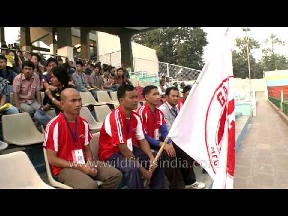 Audience cheering for their respective teams at Tamchon Football Tournament, Delhi