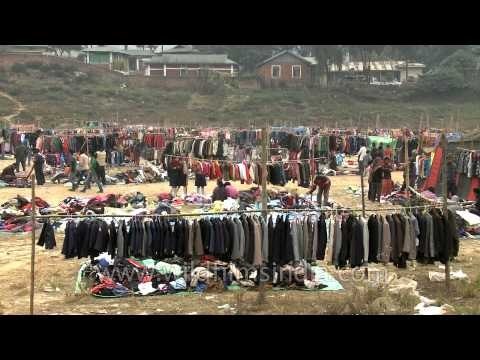 Cheap dresses! Clothes for sale at a giant outdoor market in Manipur, India