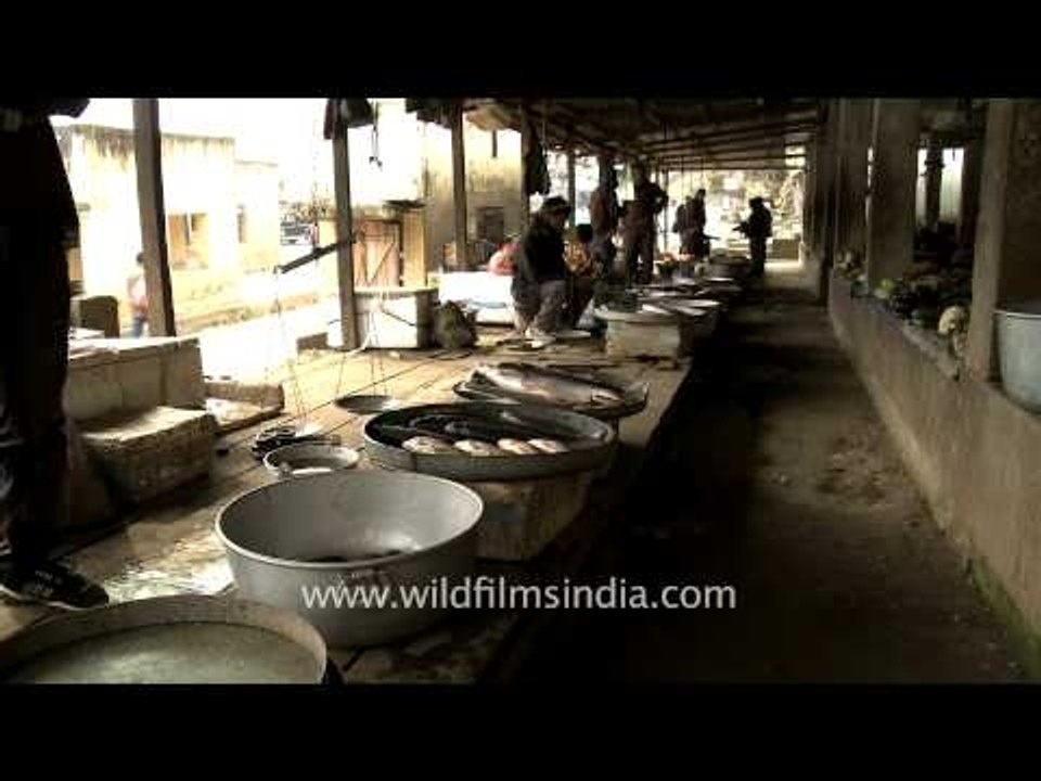 Senapati market selling fish, Manipur