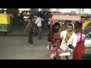 Rickshaw stand at Moolchand metro station