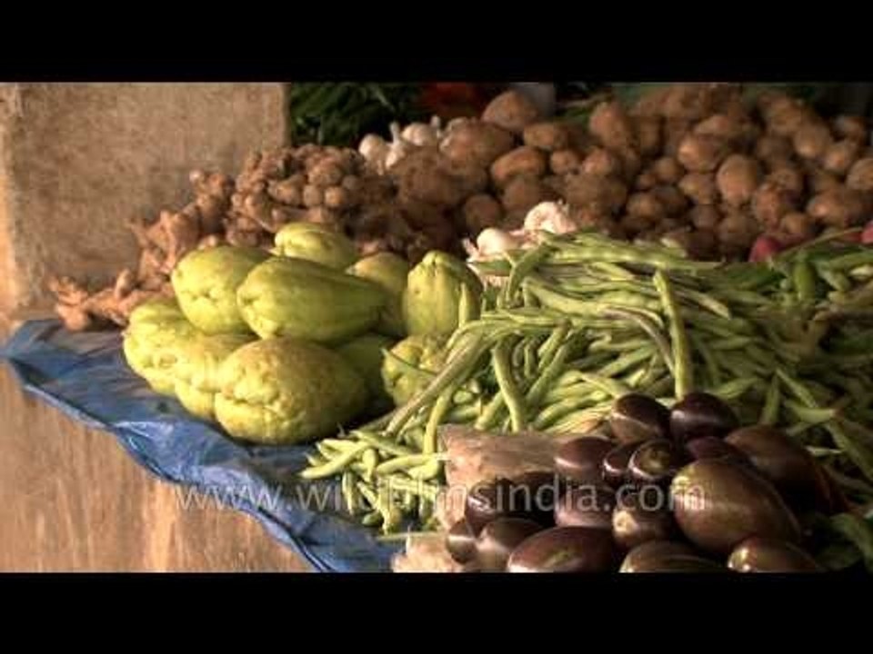 Fresh organic vegetables sold in Senapati market, Manipur
