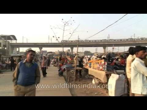 Delhi metro coach as seen entering Okhla metro station