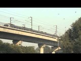 Delhi Metro's violet line coach near Nehru Place Metro Station