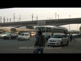 Delhi's traffic on wide roads and over bridge at Kashmere Gate