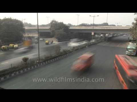 Delhi traffic fast forwarded in a time lapse shot near Kashmere gate