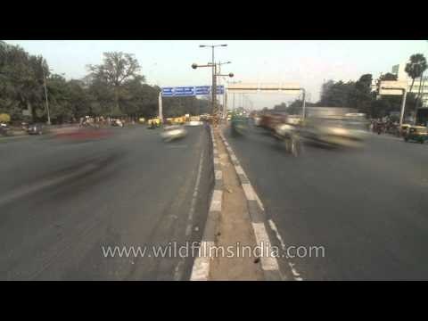 Traffic of Delhi racing by in high speed, near Kashmere gate