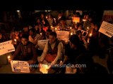 JNUSU members sit at candle night vigil, Safdarjung Hospital