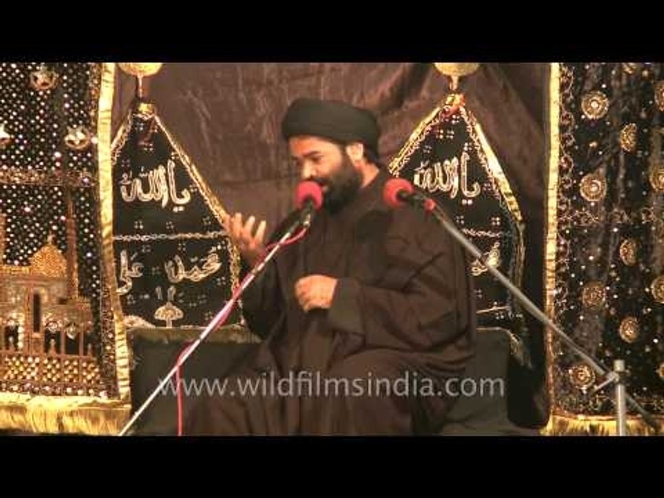 Energetic Shia preacher talks about Allah during Muharram mourning