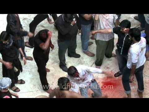 Mass self lashing with sharp metal blades is a Muharram ritual