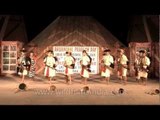 Nyshi tribes dancing while wearing helmets made of Horn-bill beaks!