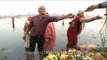Cheerful & excited hindu devotees at Chhath Puja