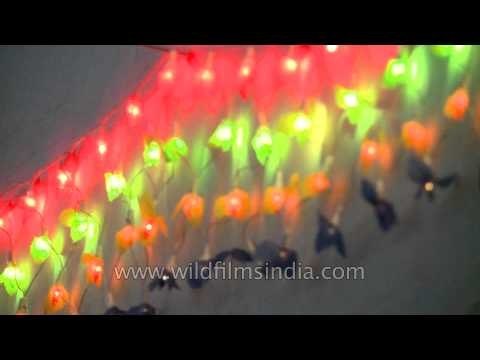 Decorated Hindu homes in India on Diwali