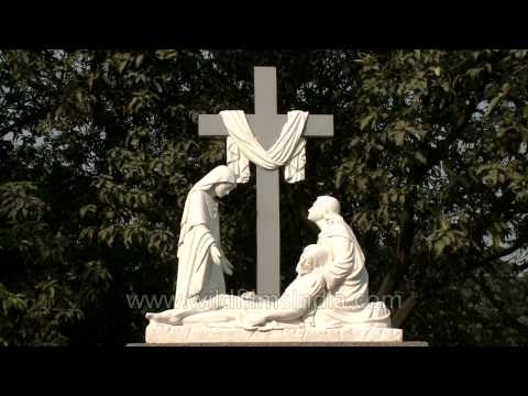The 13th Station statue where Jesus is taken down, Basilica of Our Lady Of Graces