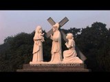 Statues depicting the station of the cross at the Basilica of Our Lady Of Graces