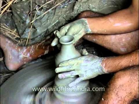 Working with ceramic and clay on a potters wheel, Sikkim