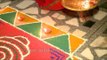 Colourful rangoli and Diyas neatly placed on Diwali, Fatehpur Beri, New Delhi