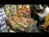 Crowded firecracker shops in Delhi on Diwali