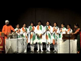 Indian students singing welcome song for the audience