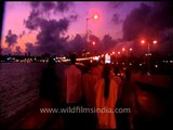 Marine drive of Mumbai crowded with night roamers