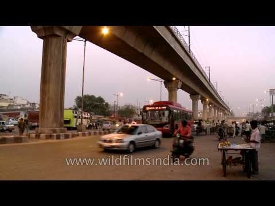 Time lapse of traffic and people near Azadpur mandi