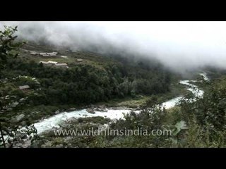 Mist rolling in over Lachung Chu in Sikkim