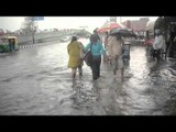 Knee deep water on the roads in Delhi during rains