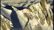 Close-up of a helicopter hovering over a Himalayan peak