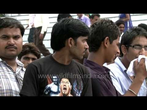 Visitors waiting for the retreat ceremony to begin at Indo-Pak Wagah border