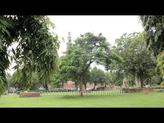 Tourists and locals at the iconic Qutub complex in Delhi