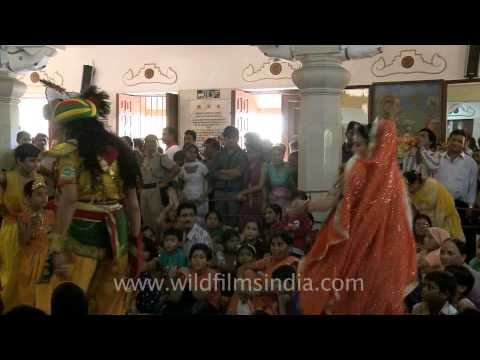 ⁣Dressed and dancing like Lord Krishna and Radha!